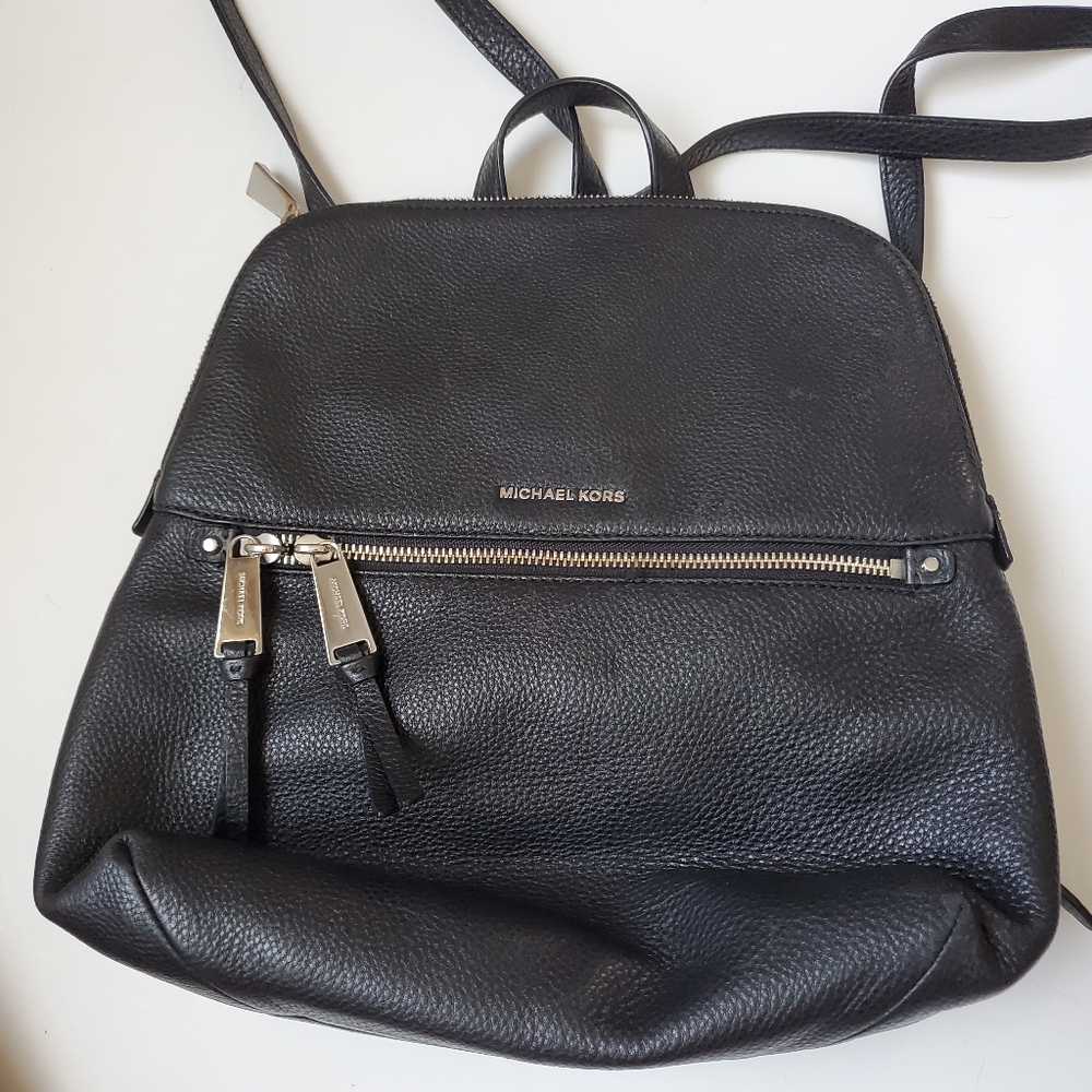 Michael kors pebble leather backpack black silver chain bag WOMEN'S - Picture 12 of 12